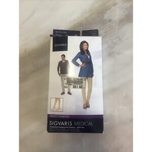 New Sigvaris 20-30 Compression Hosiery Open Toe Knee High Dark Nude Crispa Sz SL